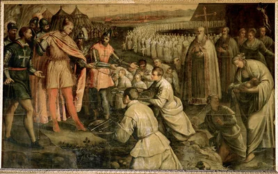 La quatrième croisade : Reddition de Zara en 1202 au doge Enrico Dandolo (huile sur toile)