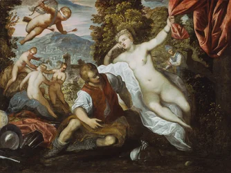 Vénus et Mars avec Cupidon et les trois Grâces dans un paysage
