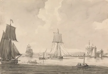 Navigation dans les eaux de Southampton, au large du château de Calshott