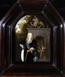 Portrait du capitaine Jacobus Van Der Burgh devant la Doeler Poort, Leiden