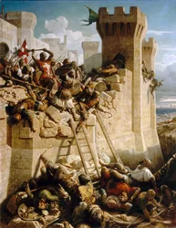 Guillaume de Clermont défendant les murs lors du siège de Saint-Jean-d