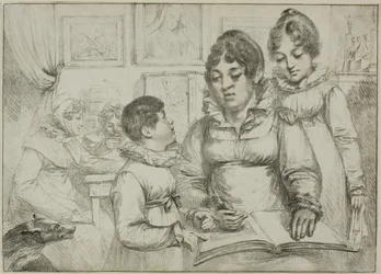 Groupe Familial (Femme lisant à deux enfants)