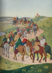Les pèlerins chevauchant vers Canterbury, vers 1950