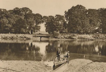 La rivière de Londres à Isleworth Ferry regardant vers les clairières vertes des jardins de Kew, vers 1935