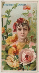 Rose trémière : Ambition, de la série Beautés florales et langage des fleurs N75 pour Duk..., 1892