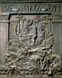 La prière au Mont des Oliviers. Bas-relief de la chaise à gauche, vers 1460