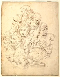 Dessin, Fantaisie composée de têtes et d