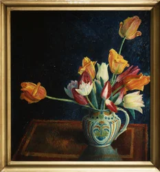 Tulipes dans un pichet Staffordshire
