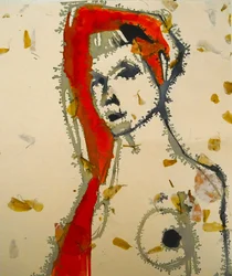 Portrait abstrait en rouge