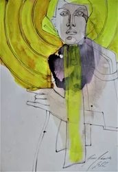 Femme abstraite jaune