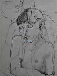 Figure nue au fusain
