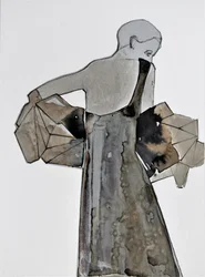 Femme contemplative en gris