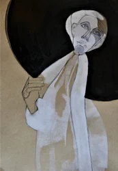 Élégante femme au chapeau noir