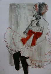 Femme élégante avec un nœud rouge
