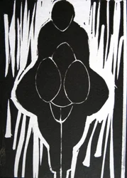 Figure expressive en noir et blanc