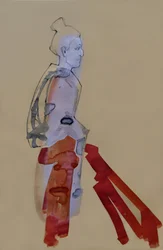 Figure rouge en mouvement