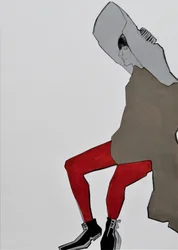 Personnage à capuche en collants rouges