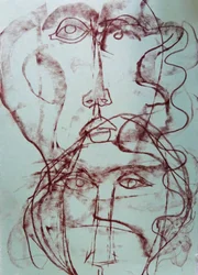 Visages abstraits entrelacés