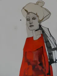 Une femme moderne en rouge