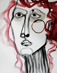 Visage abstrait aux cheveux roux