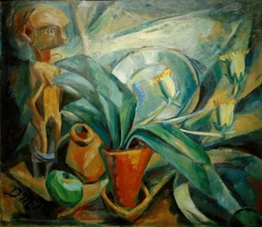 Nature morte avec calla et figurine