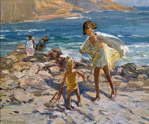 Au bord de la mer (huile sur carton)