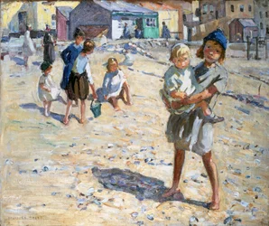 Sur la plage (huile sur toile)
