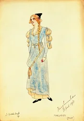 Croquis de costume pour Marguerite pour la représentation de Faust