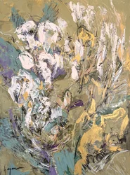 Fleurs vertes et dorées (abstraites)