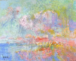 Une ville côtière aux couleurs pastel, digne d