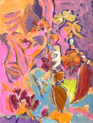 Motifs floraux abstraits aux couleurs vives
