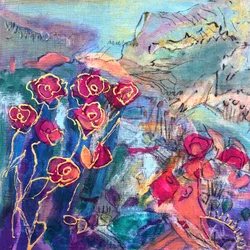 Des roses abstraites aux couleurs vives