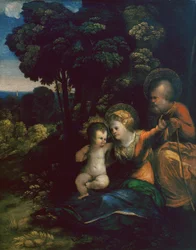 Repos pendant la fuite en Égypte, par Dosso Dossi, à la Galerie des Offices à Florence