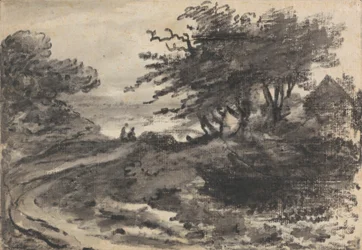Paysage avec arbres et deux figures