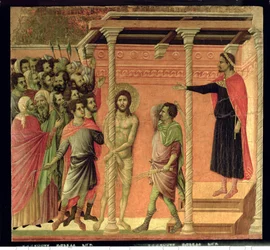 La Flagellation, du retable de la Maesta, vers 1308-11 (détrempe sur panneau)