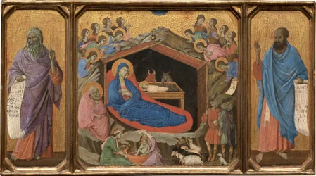 La Nativité avec les prophètes Isaïe et Ézéchiel, 1308-1311
