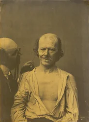 Un visage détendu à gauche, fausse joie ou rire à droite, 1854-1856, imprimé en 1862