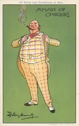 Un homme de chèques : un homme riche en costume à carreaux