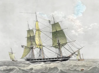 Corvette de la marine américaine sous voile, début du XIXe siècle