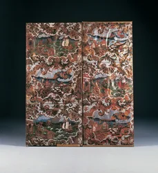 Panneaux décorés en relief et polychromes, fin du 17ème siècle