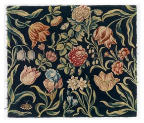 Paravent avec panneaux de tapisserie florale, fabriqué probablement en Hollande