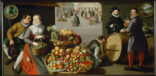 Marché aux fruits (peinture sur toile)