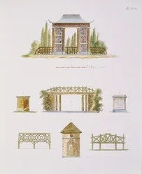 Décorations de jardin, de Magazine of Garden Gems, par G. van Laar, publié 1802