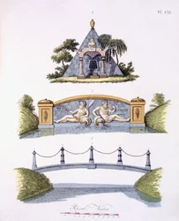 Décorations de jardin, de Magazine of Garden Gems par G. van Laar, publié en 1802