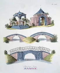 Décorations de jardin, du Magazine of Garden Gems par G. van Laar, publié en 1802