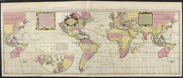 Carte du Monde, avec variations magnétiques