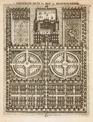 Palais de Honsholredyk, de The Dutch Gardener par Johann van der Groen, publié en 1699