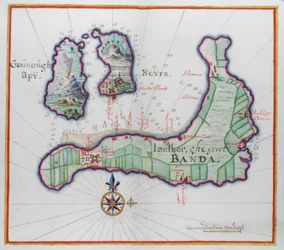 Carte picturale de trois des îles Banda.