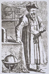 Portrait de William Postel (1510-81), de son De Universitate, Leyde, 1643, illustré dans Histoire de la Magie, publié à la fin du 19e siècle