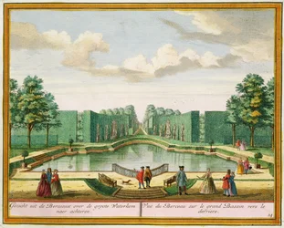 Vue de la tonnelle sur le grand lac, de Het Zeganplant Kennemerlant, par Hendrick de Leth et Matthias Brouerius Van Nidek, publié c.1700-1730